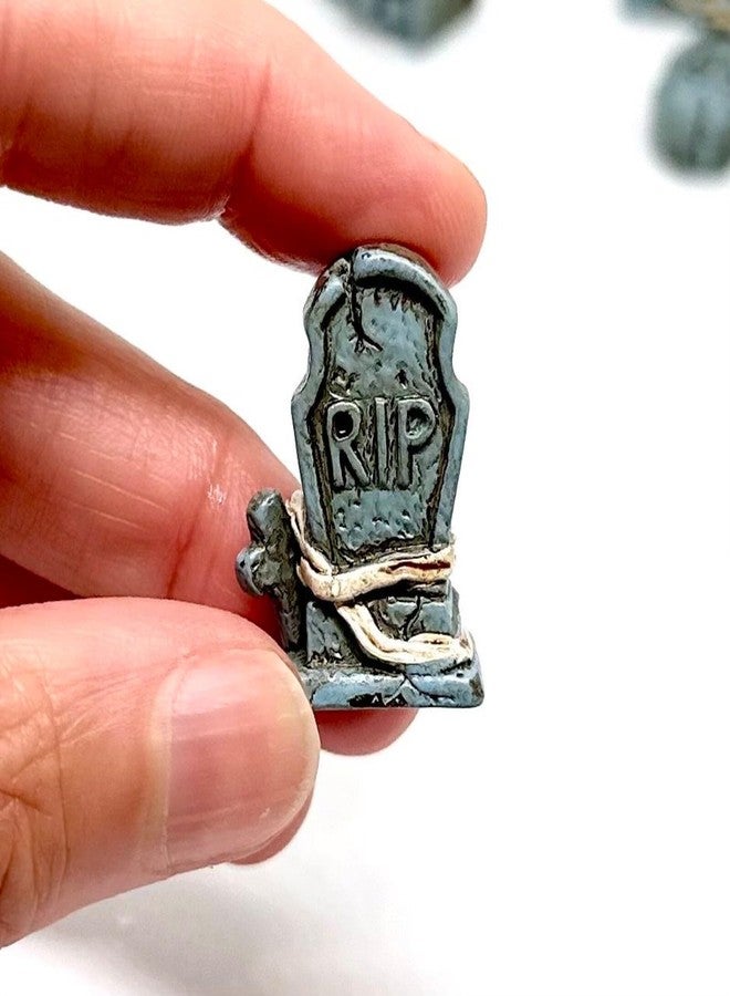 RillyRellow Miniature Gravestone, Miniature Halloween Gravestone, Miniature Tombstones, Tiny Resin Gravestones, for Dollhouse Halloween, Graveyard Markers, Tombstone Ornament, Fairy Garden, Diorama (5PCS) - Image 1